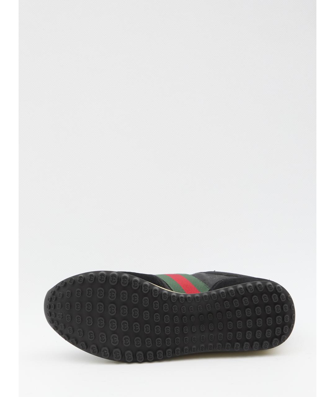 GUCCI Черные кожаные низкие кроссовки / кеды, фото 4