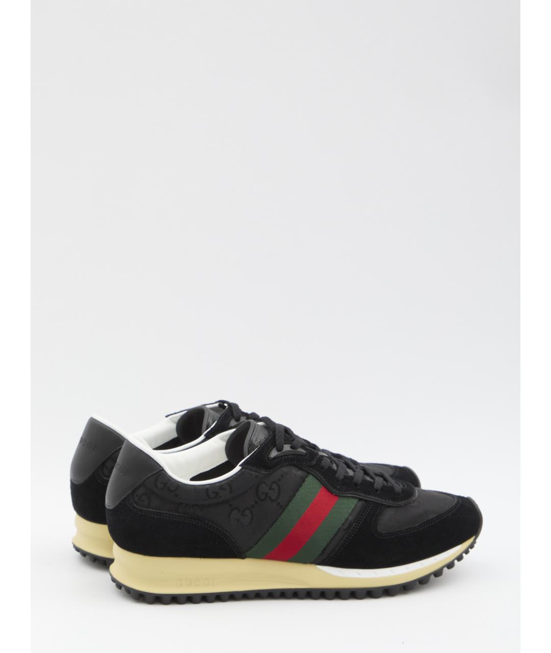 GUCCI Черные кожаные низкие кроссовки / кеды, фото 3