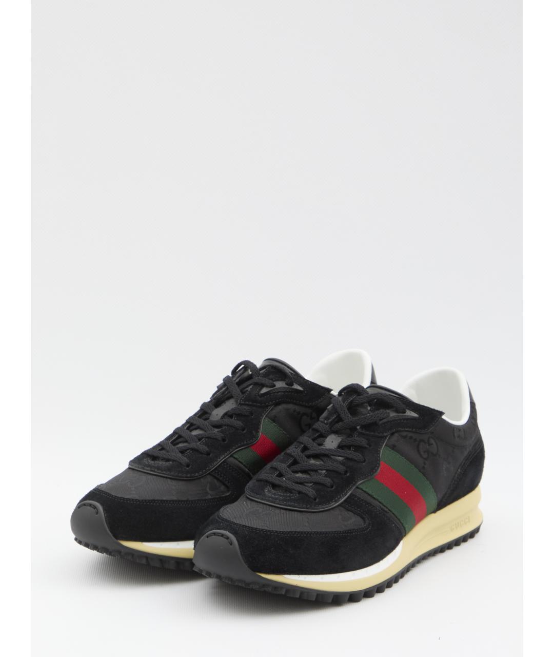 GUCCI Черные кожаные низкие кроссовки / кеды, фото 2