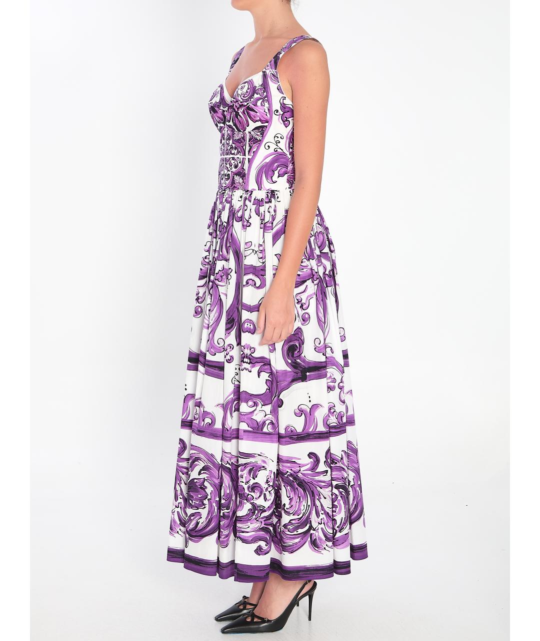 DOLCE&GABBANA Фиолетовое хлопковое повседневное платье, фото 3