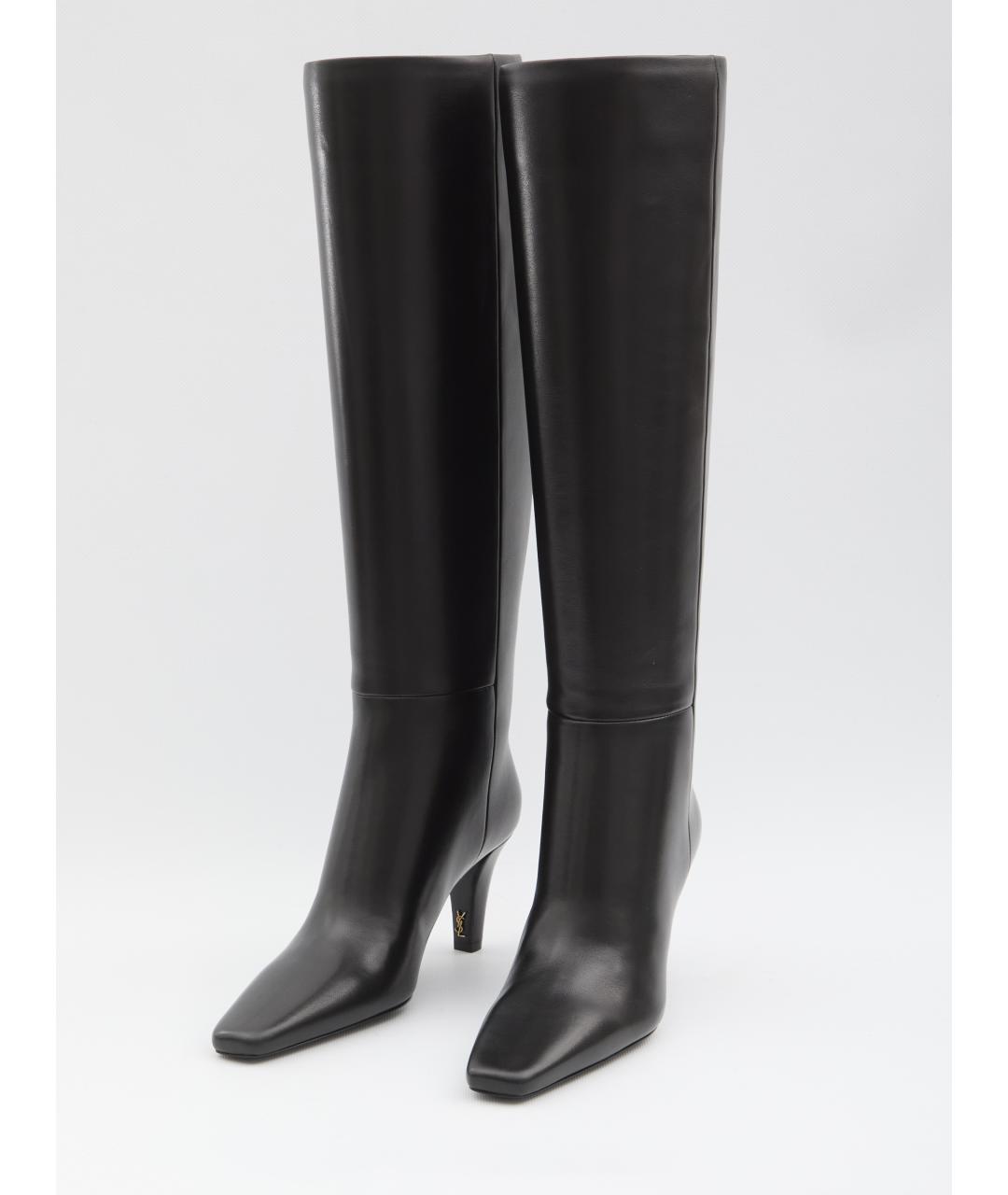 SAINT LAURENT Черные кожаные сапоги, фото 2