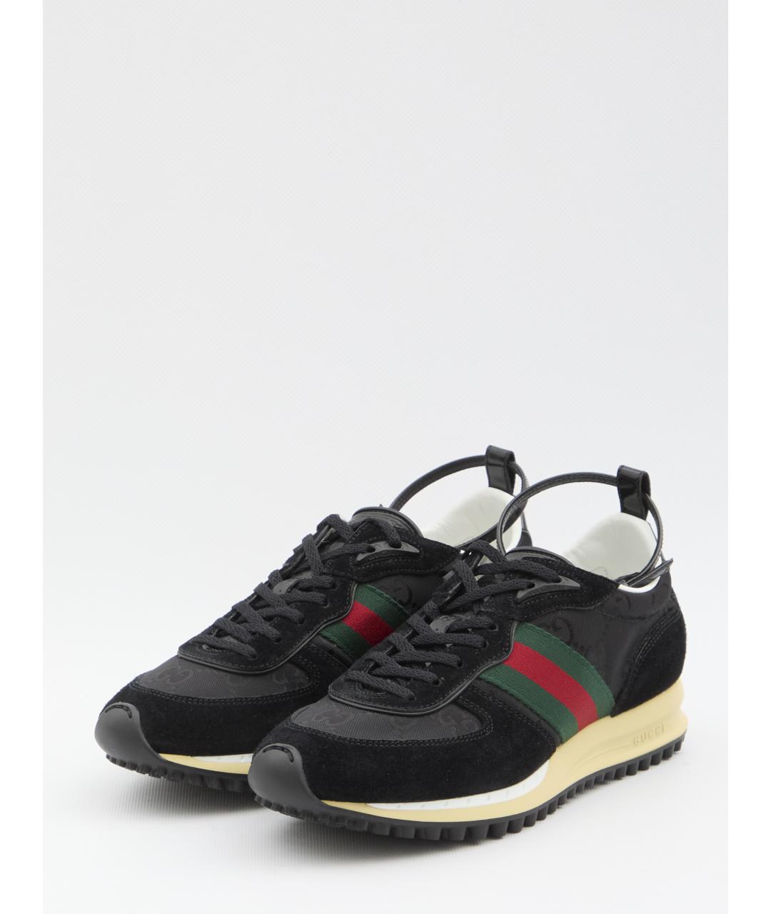 GUCCI Черные кожаные кроссовки, фото 2