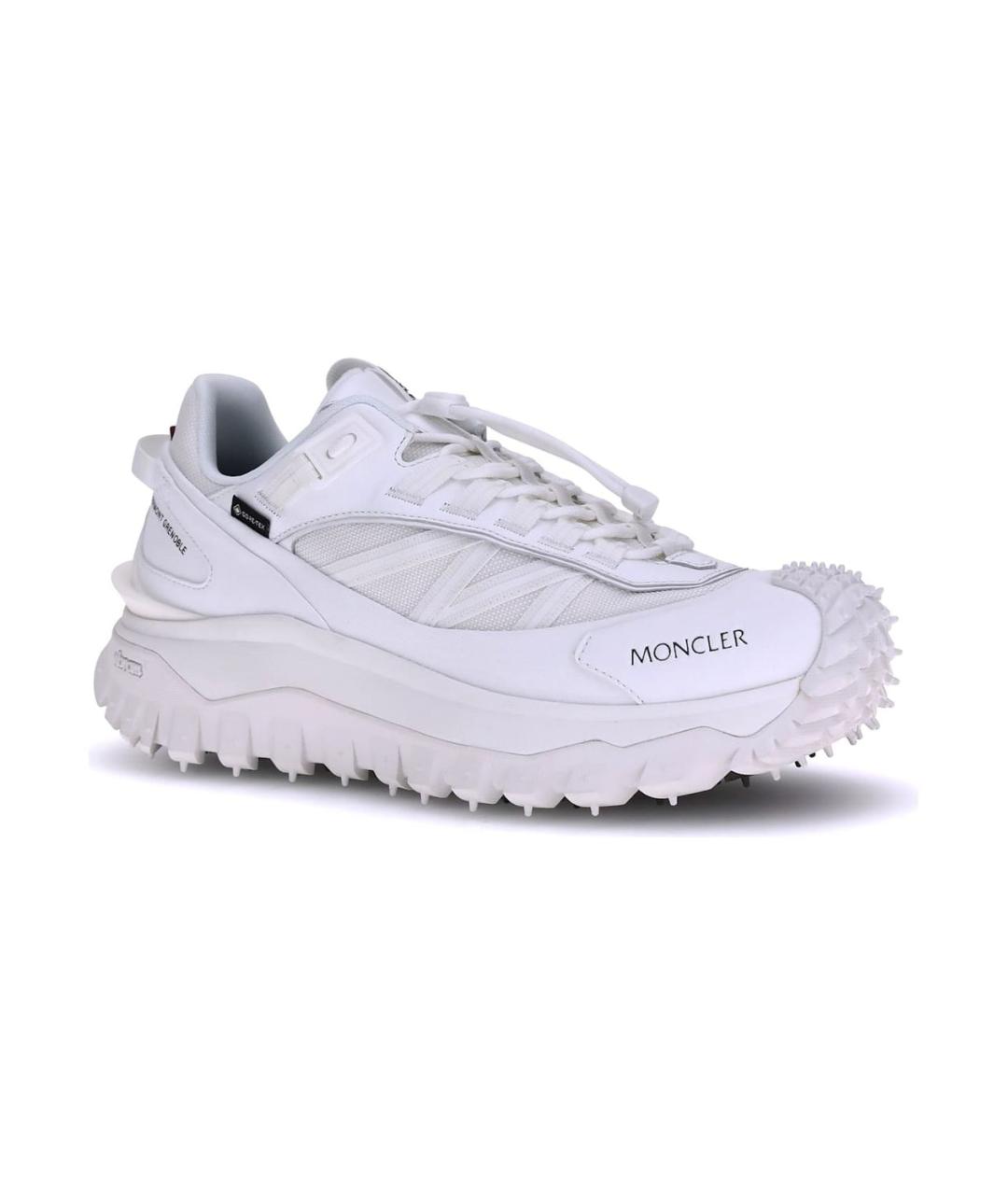 MONCLER Белые синтетические низкие кроссовки / кеды, фото 2