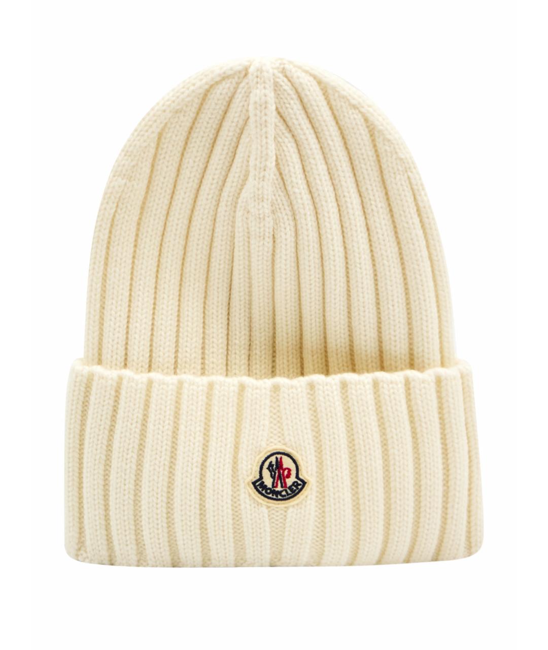 MONCLER Белая шерстяная шапка, фото 1