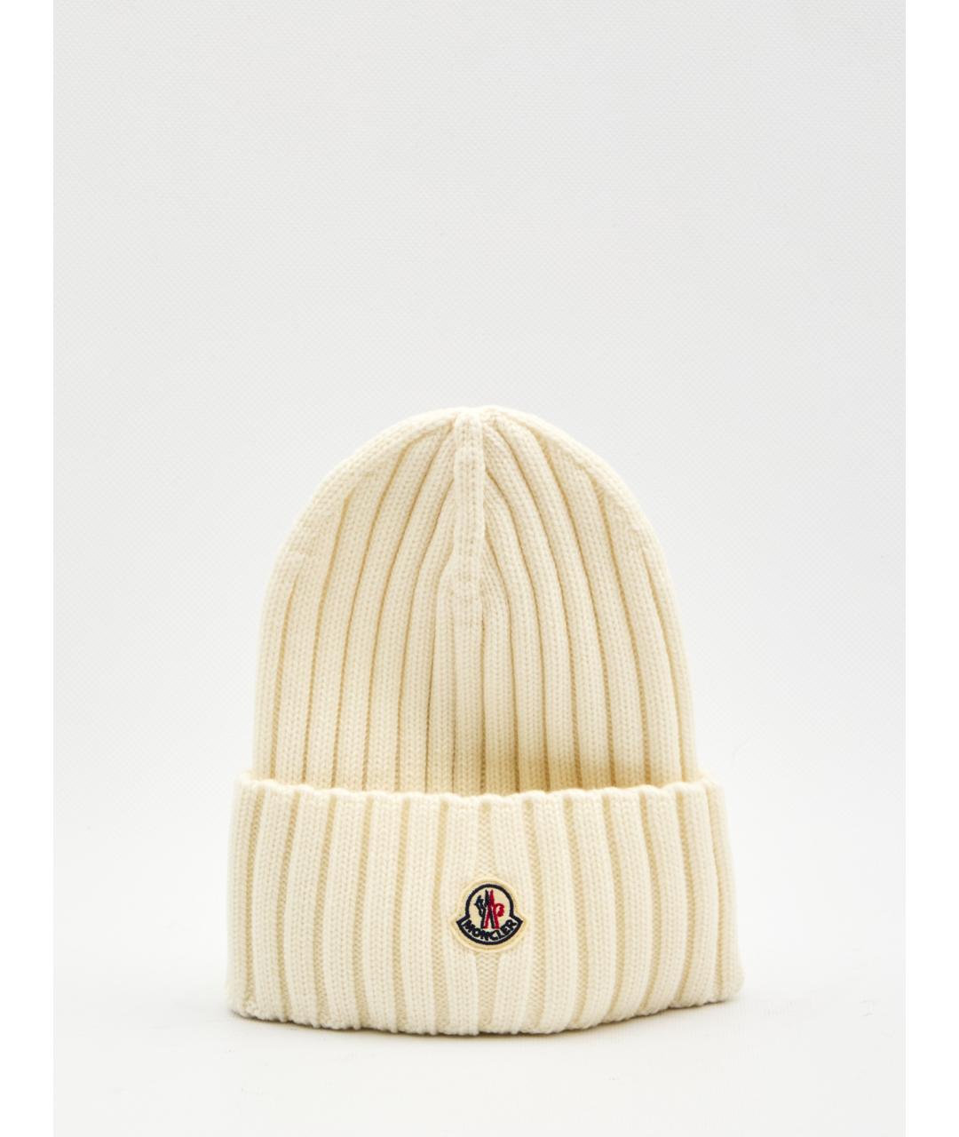 MONCLER Белая шерстяная шапка, фото 3