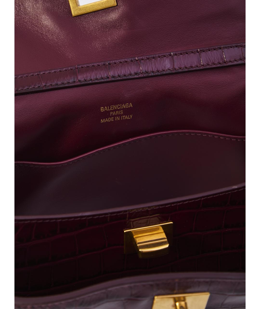 BALENCIAGA Бордовая кожаная сумка тоут, фото 5