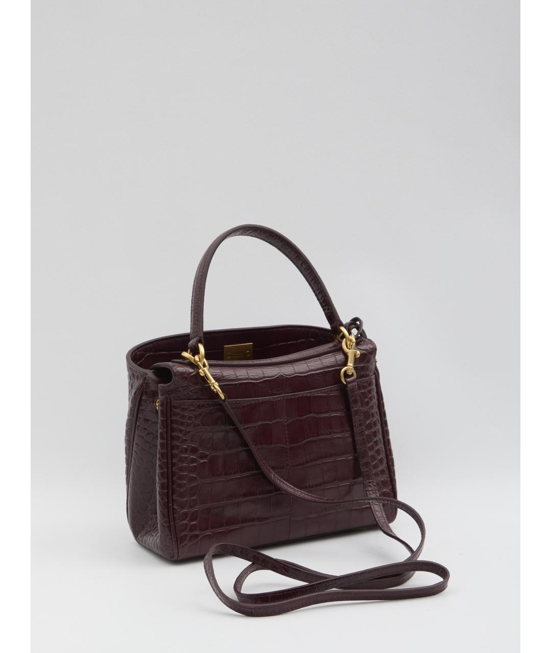 BALENCIAGA Бордовая кожаная сумка тоут, фото 3