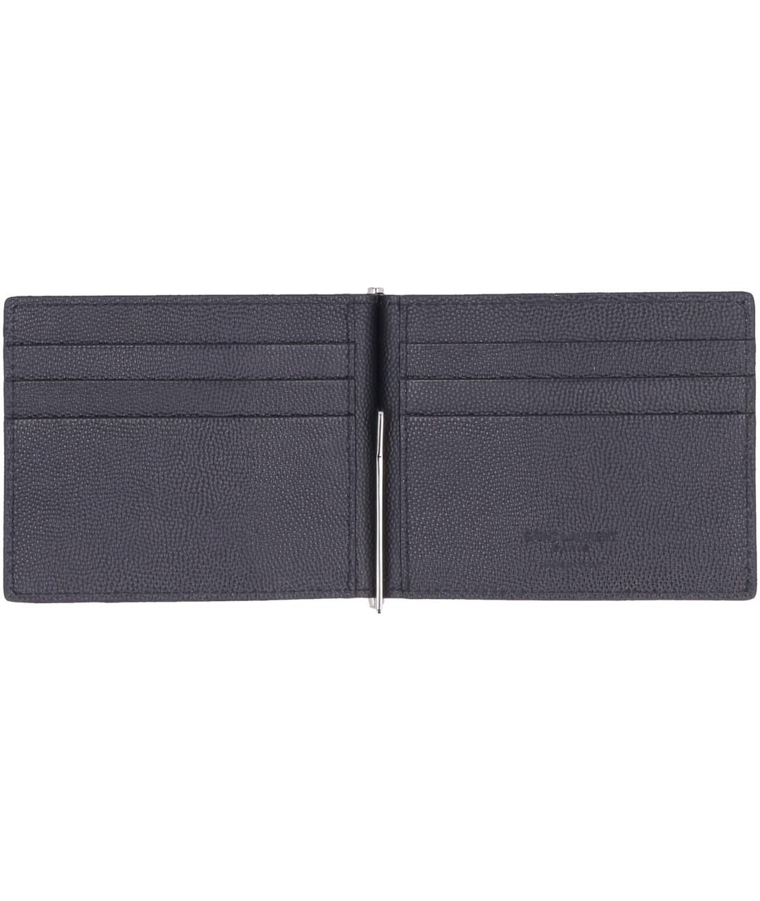 SAINT LAURENT Черный кожаный кошелек, фото 4