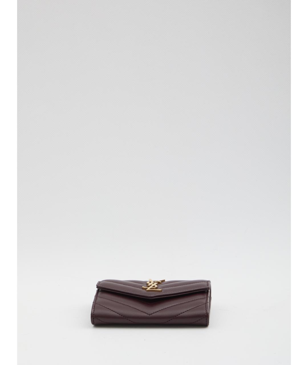 SAINT LAURENT Бордовый кожаный кошелек, фото 3