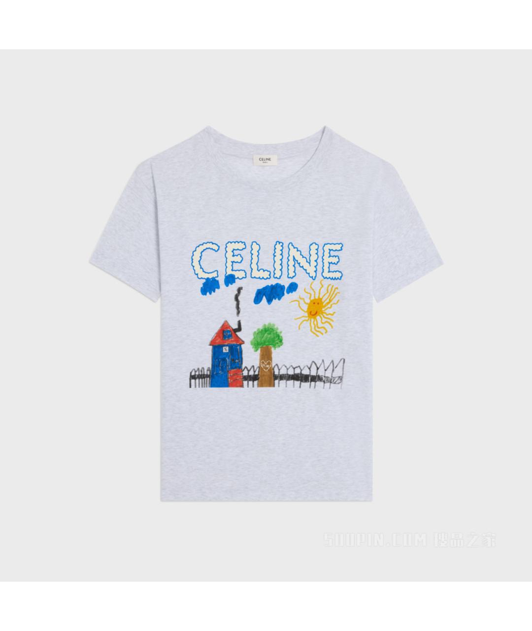 CELINE Серая хлопковая футболка, фото 7