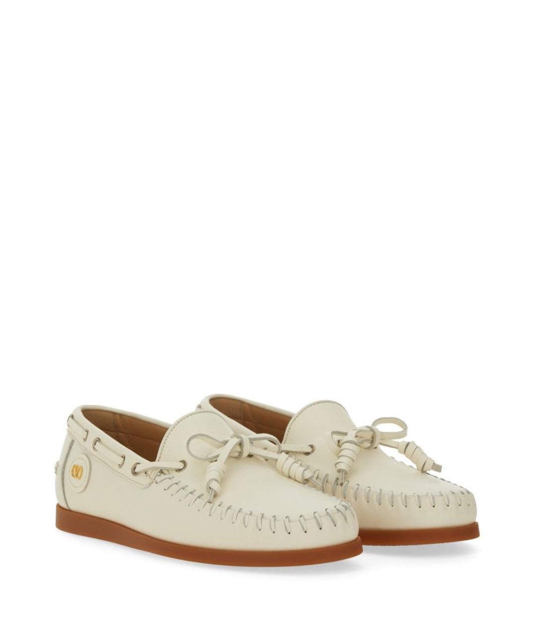 VALENTINO Бежевые кожаные лоферы, фото 3