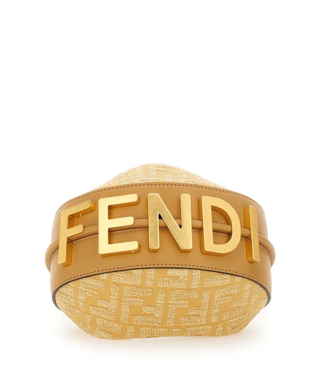 FENDI Бежевая синтетическая сумка с короткими ручками, фото 5