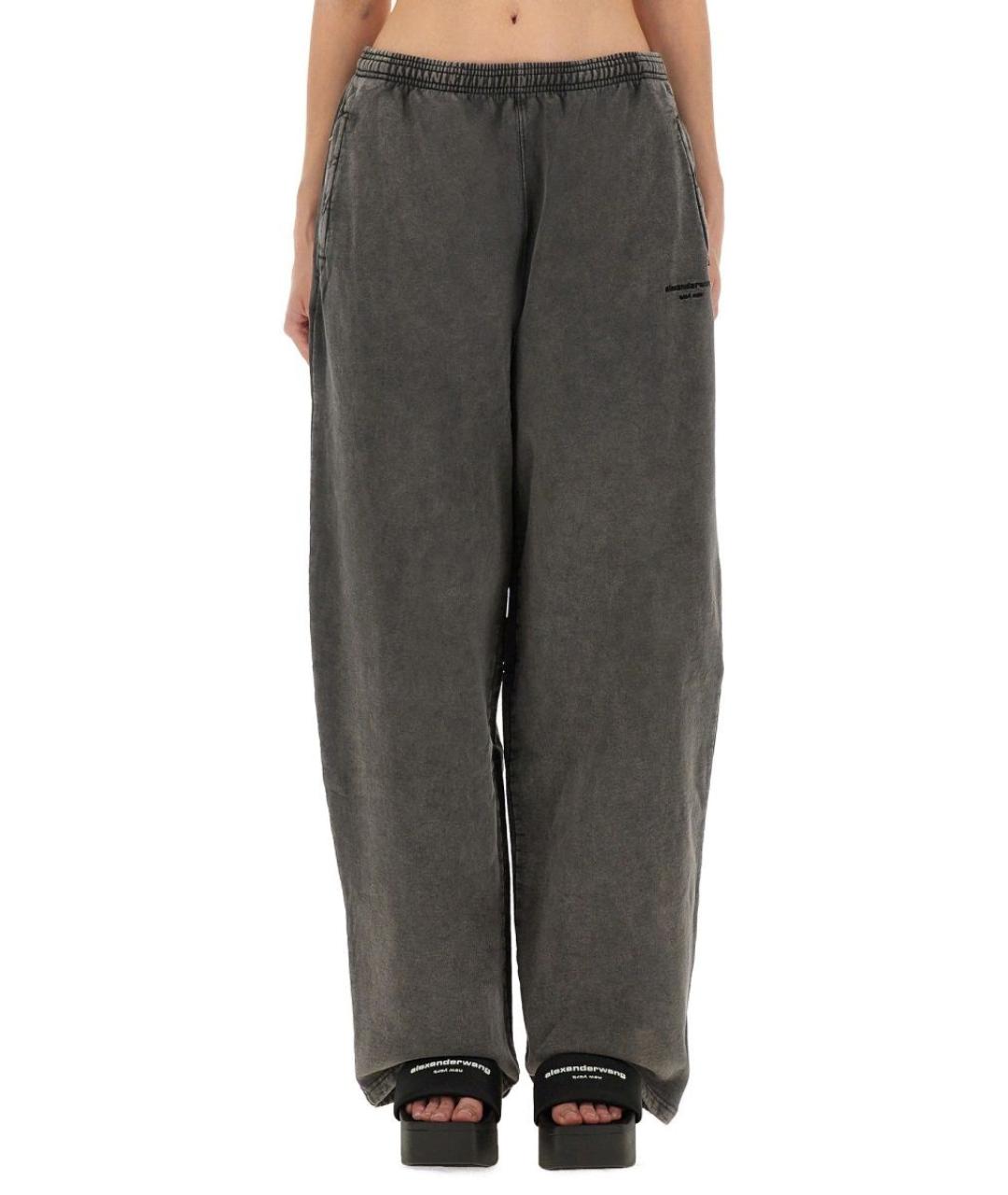 ALEXANDER WANG Антрацитовые хлопковые прямые брюки, фото 1