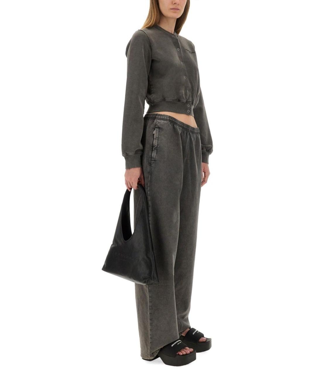 ALEXANDER WANG Антрацитовые хлопковые прямые брюки, фото 2