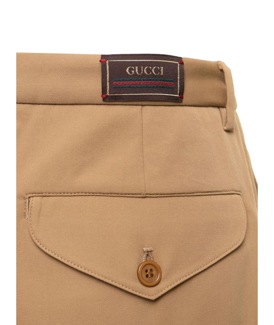 GUCCI Бежевые шерстяные повседневные брюки, фото 3