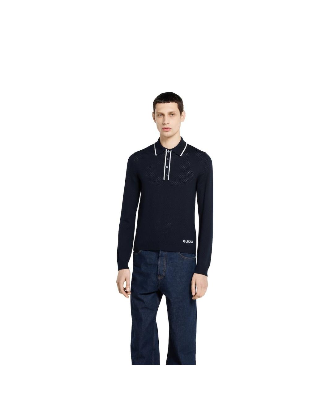 GUCCI Темно-синий шерстяной джемпер / свитер, фото 2