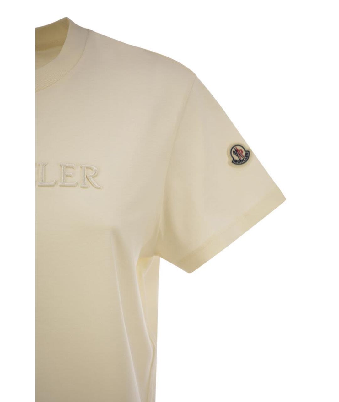 MONCLER Бежевая хлопковая футболка, фото 4
