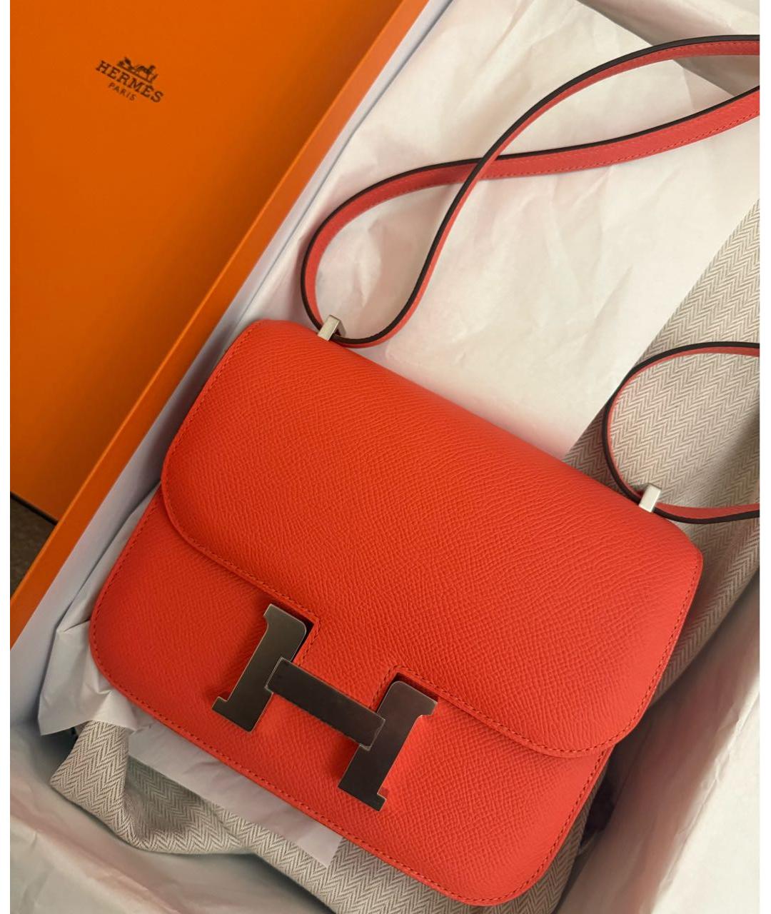 HERMES Коралловая кожаная сумка через плечо, фото 2
