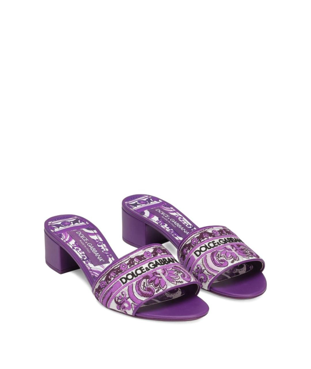 DOLCE&GABBANA Фиолетовые текстильные мюли, фото 2