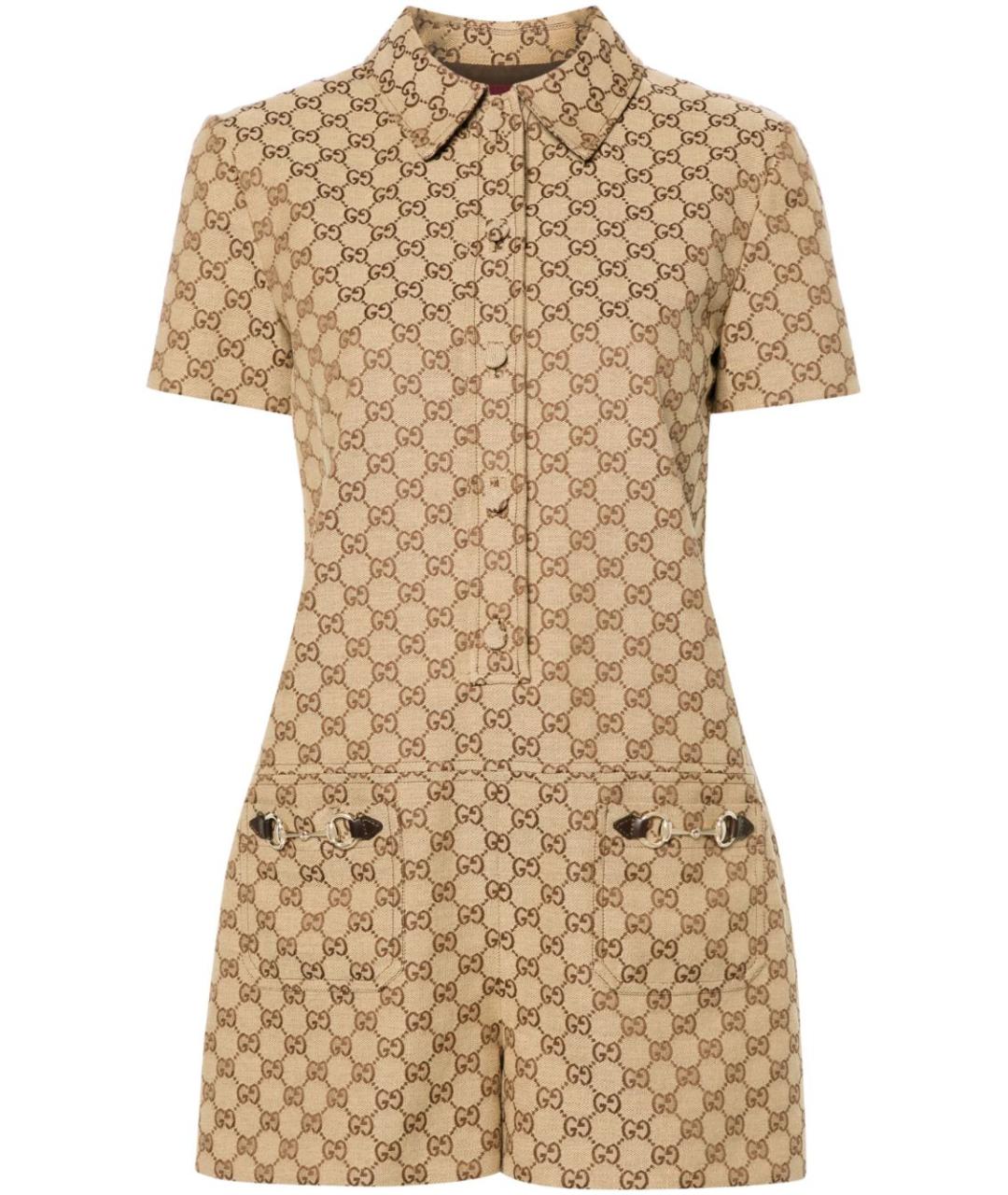 GUCCI Бежевый хлопковый комбинезон, фото 1