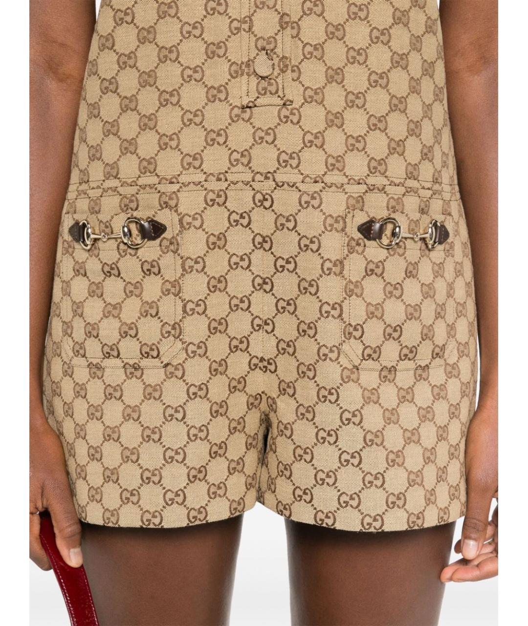 GUCCI Бежевый хлопковый комбинезон, фото 4