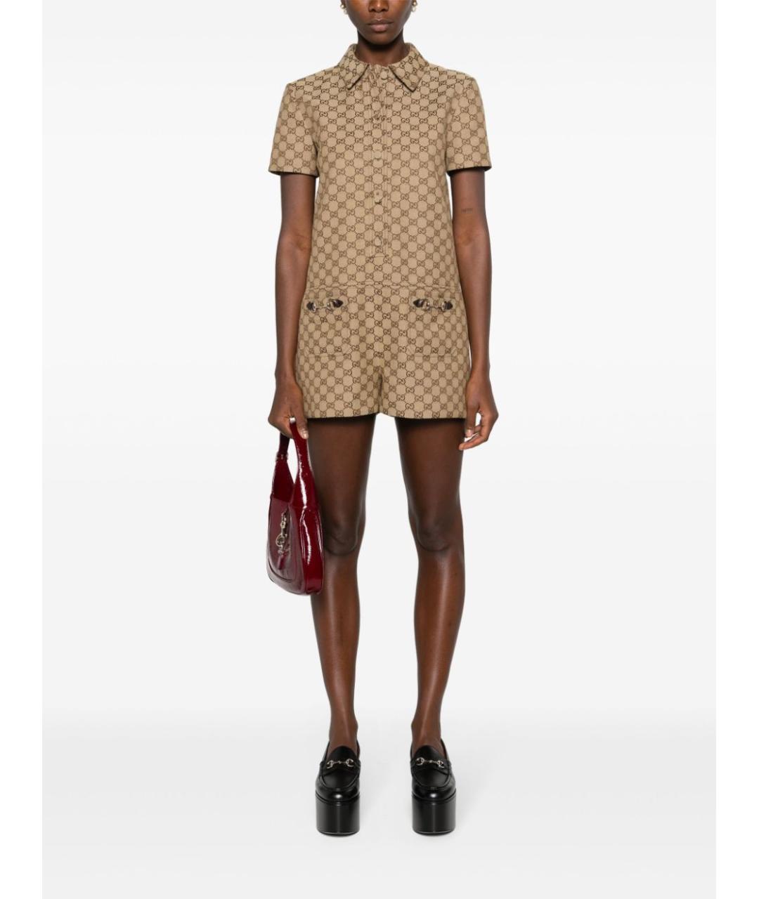GUCCI Бежевый хлопковый комбинезон, фото 3