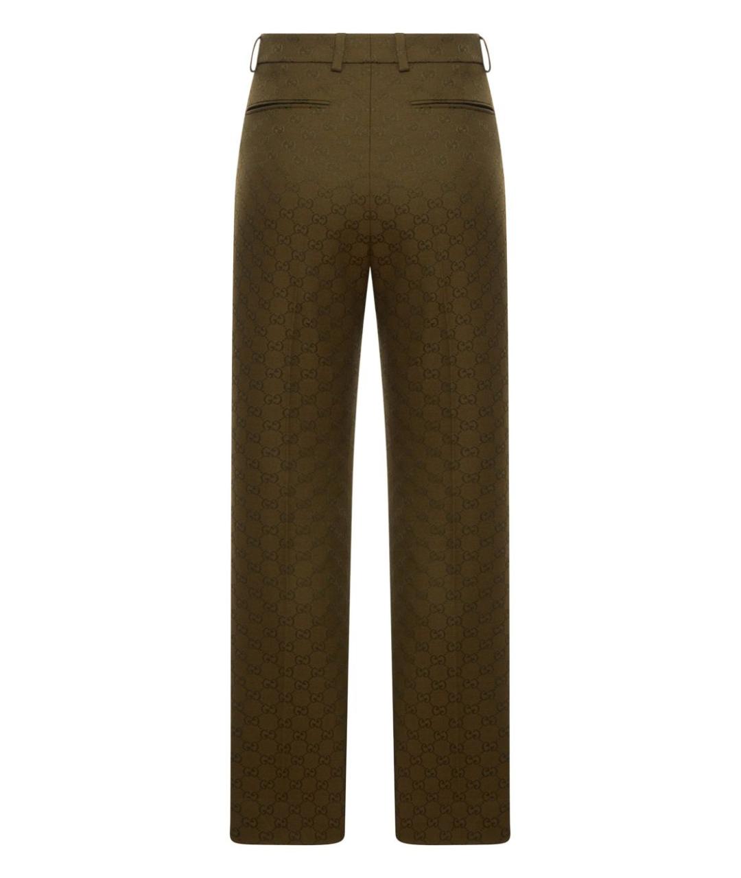 GUCCI Зеленые хлопковые прямые брюки, фото 2