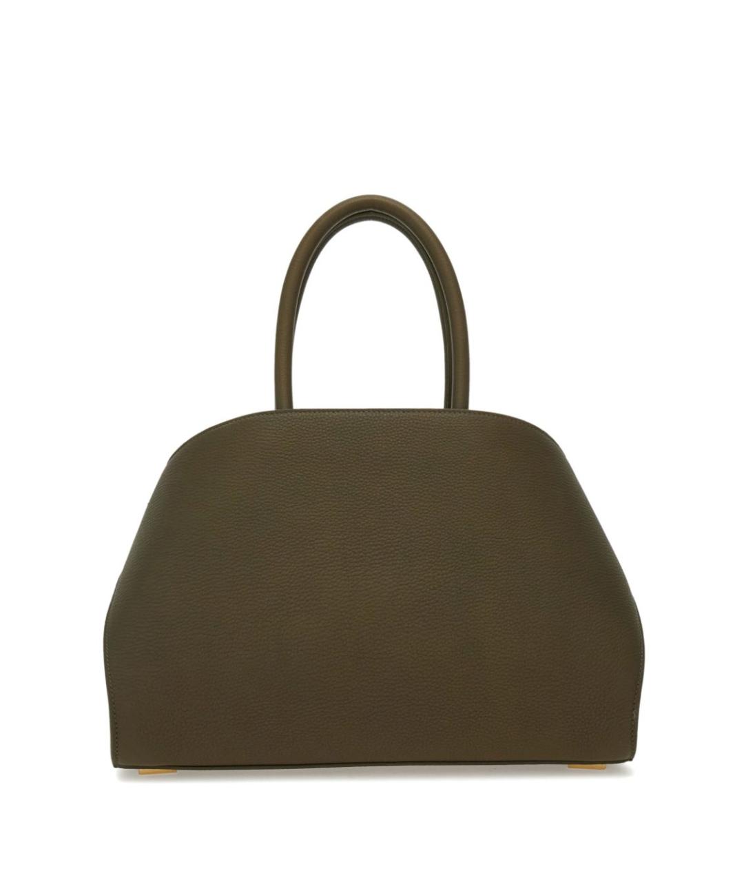 FERRAGAMO Хаки кожаная сумка тоут, фото 3