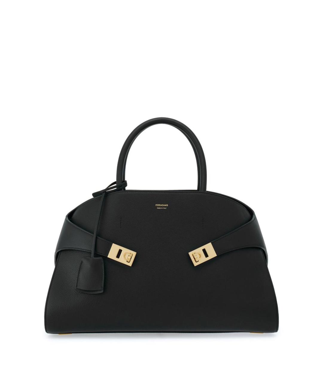 FERRAGAMO Черная кожаная сумка тоут, фото 1