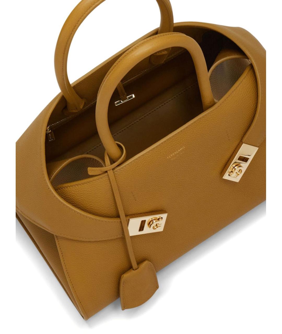 FERRAGAMO Коричневая кожаная сумка тоут, фото 2