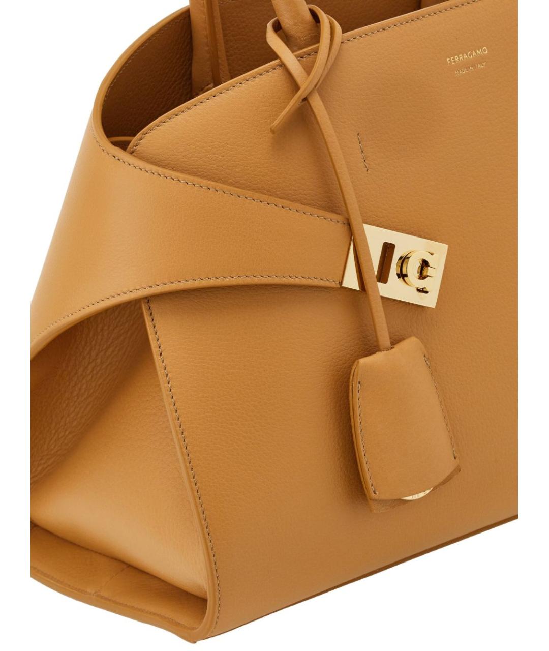 FERRAGAMO Коричневая кожаная сумка тоут, фото 5