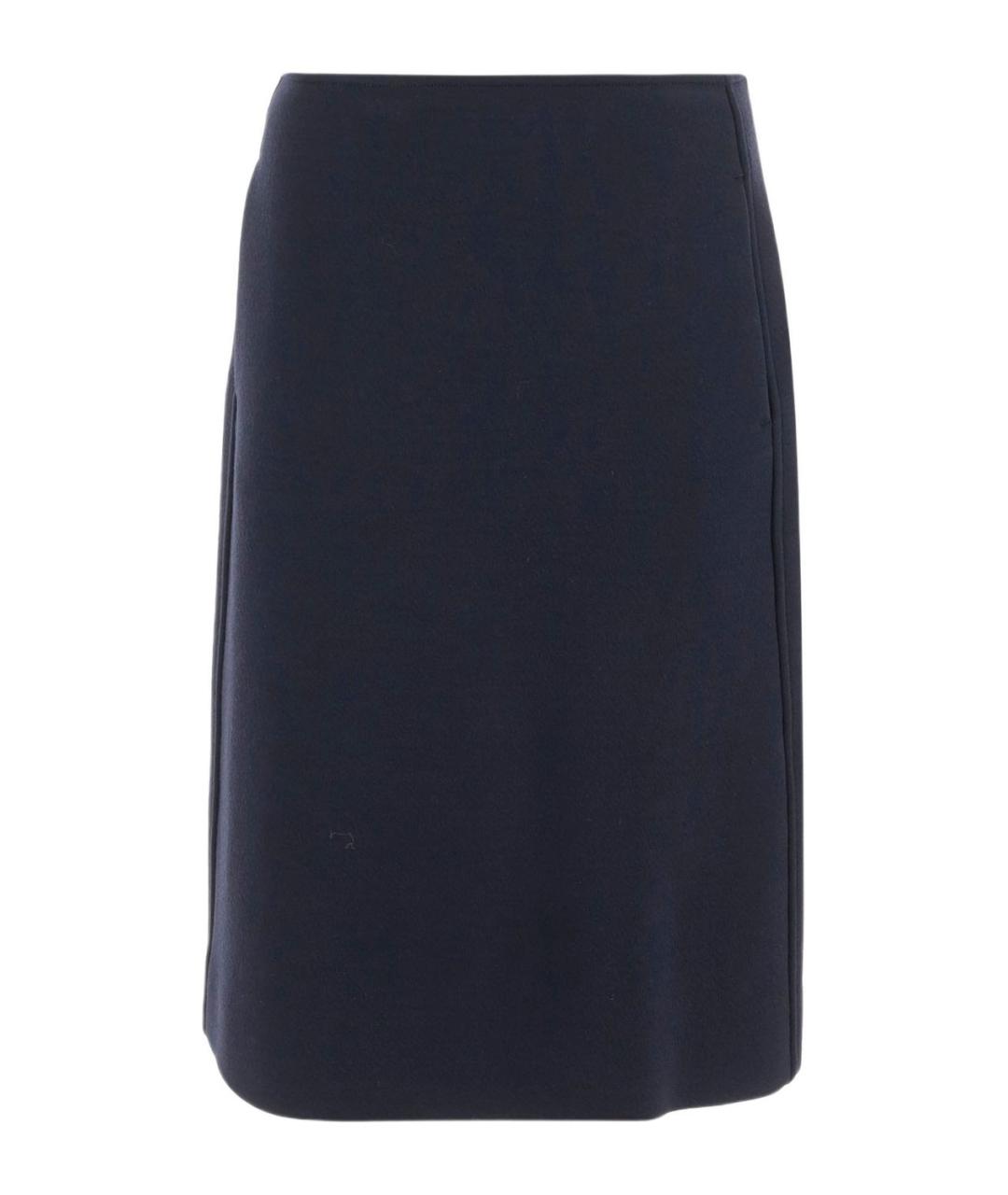 JIL SANDER Синяя шерстяная юбка миди, фото 1