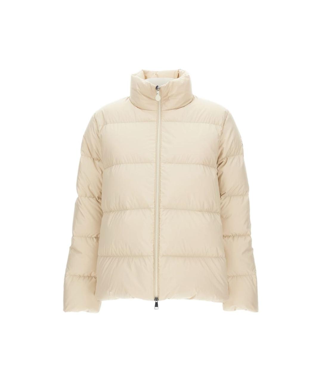 MONCLER Бежевый полиэстеровый пуховик, фото 1