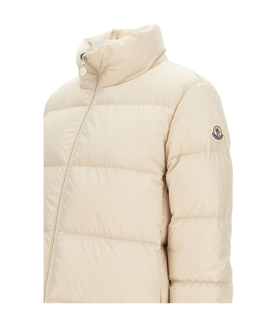 MONCLER Бежевый полиэстеровый пуховик, фото 3