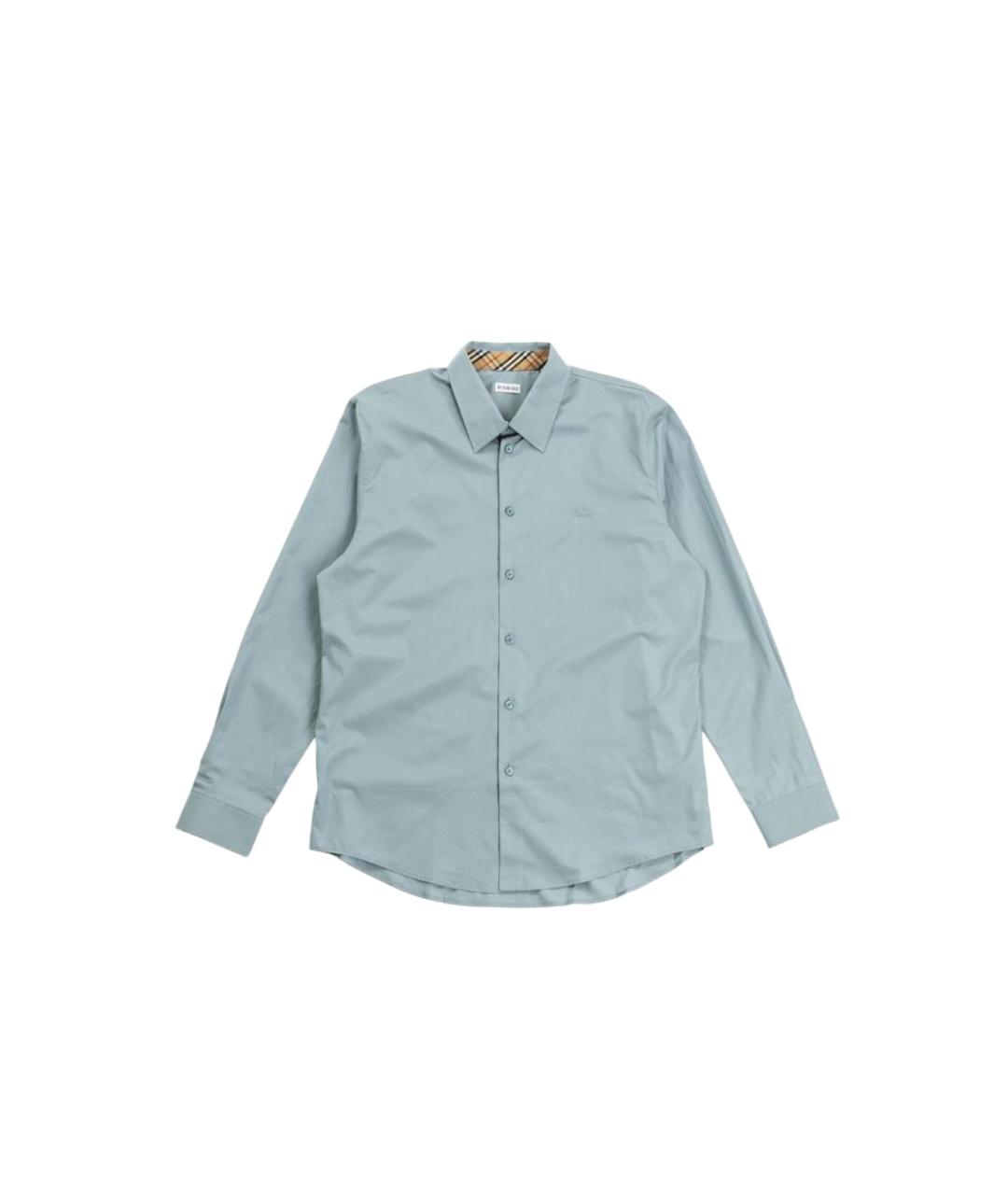 BURBERRY Голубая хлопковая кэжуал рубашка, фото 1