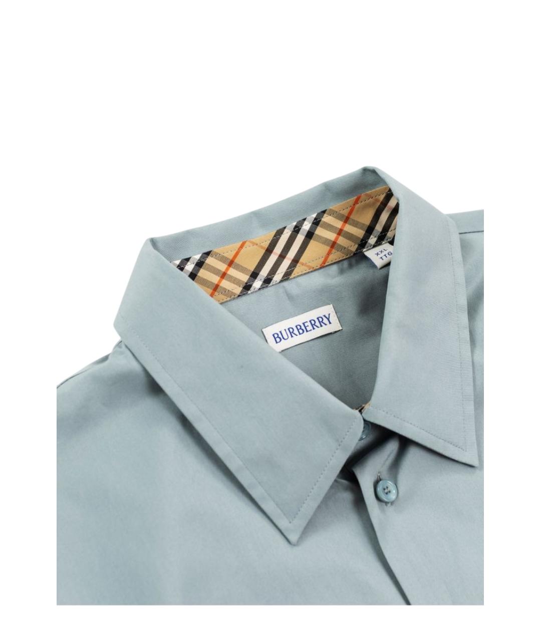 BURBERRY Голубая хлопковая кэжуал рубашка, фото 2