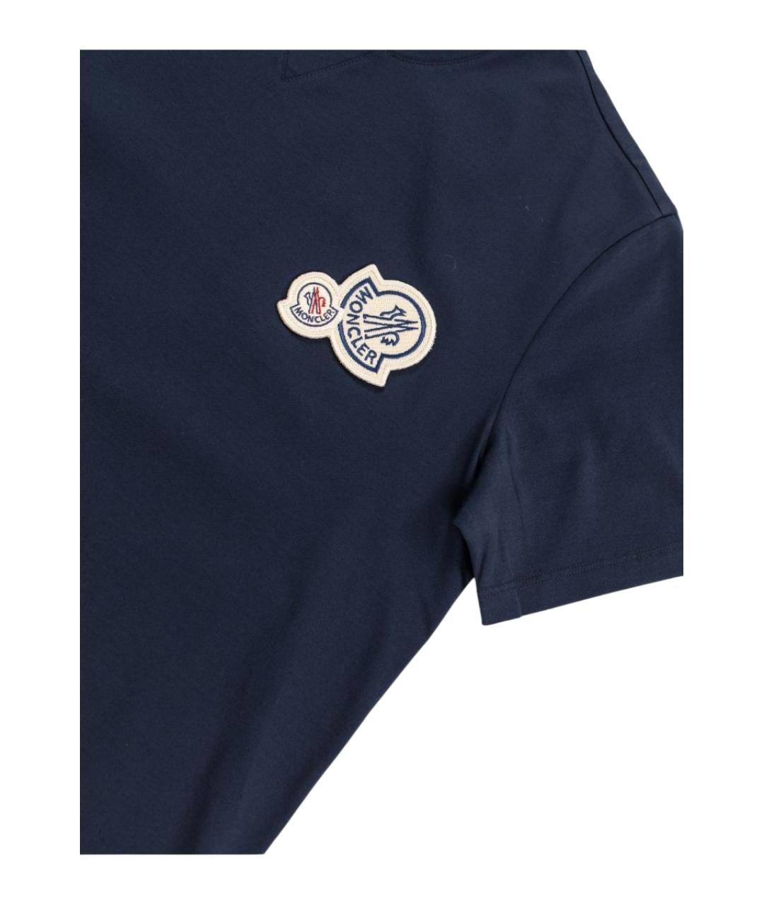 MONCLER Темно-синяя хлопковая футболка, фото 2