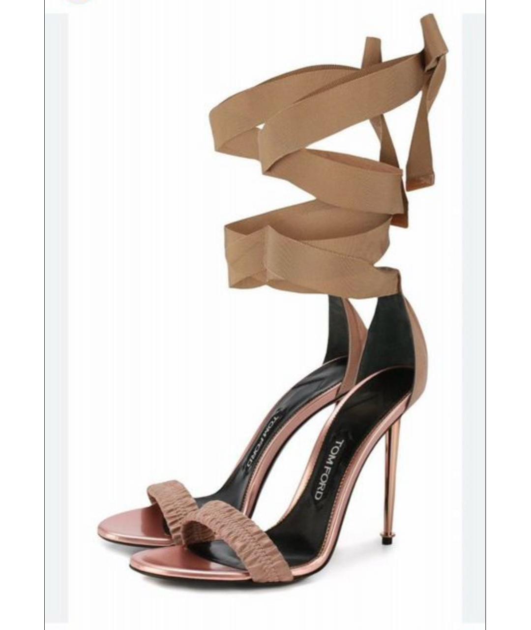 TOM FORD Бежевые кожаные босоножки, фото 4