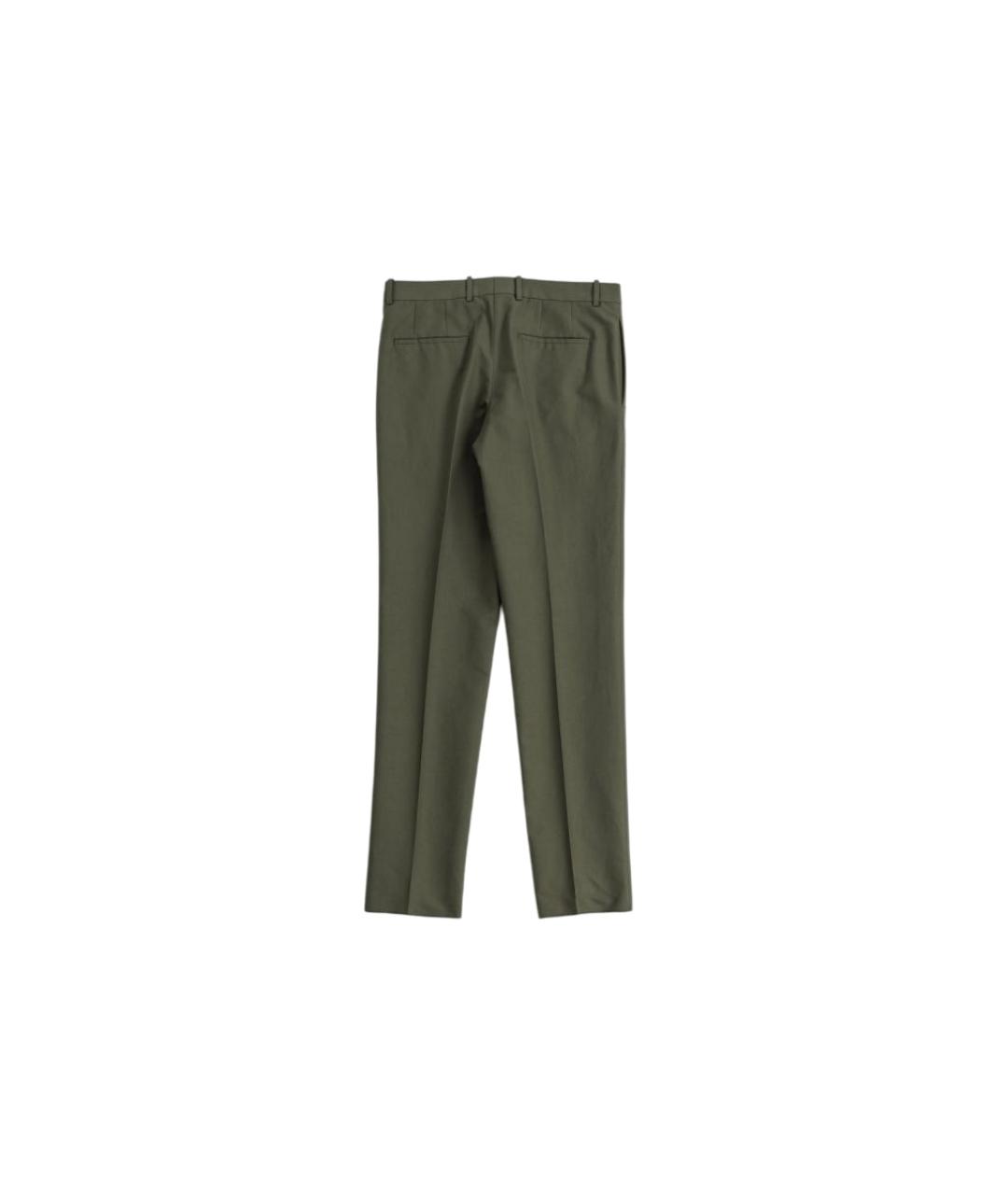 JIL SANDER Зеленые хлопковые повседневные брюки, фото 2