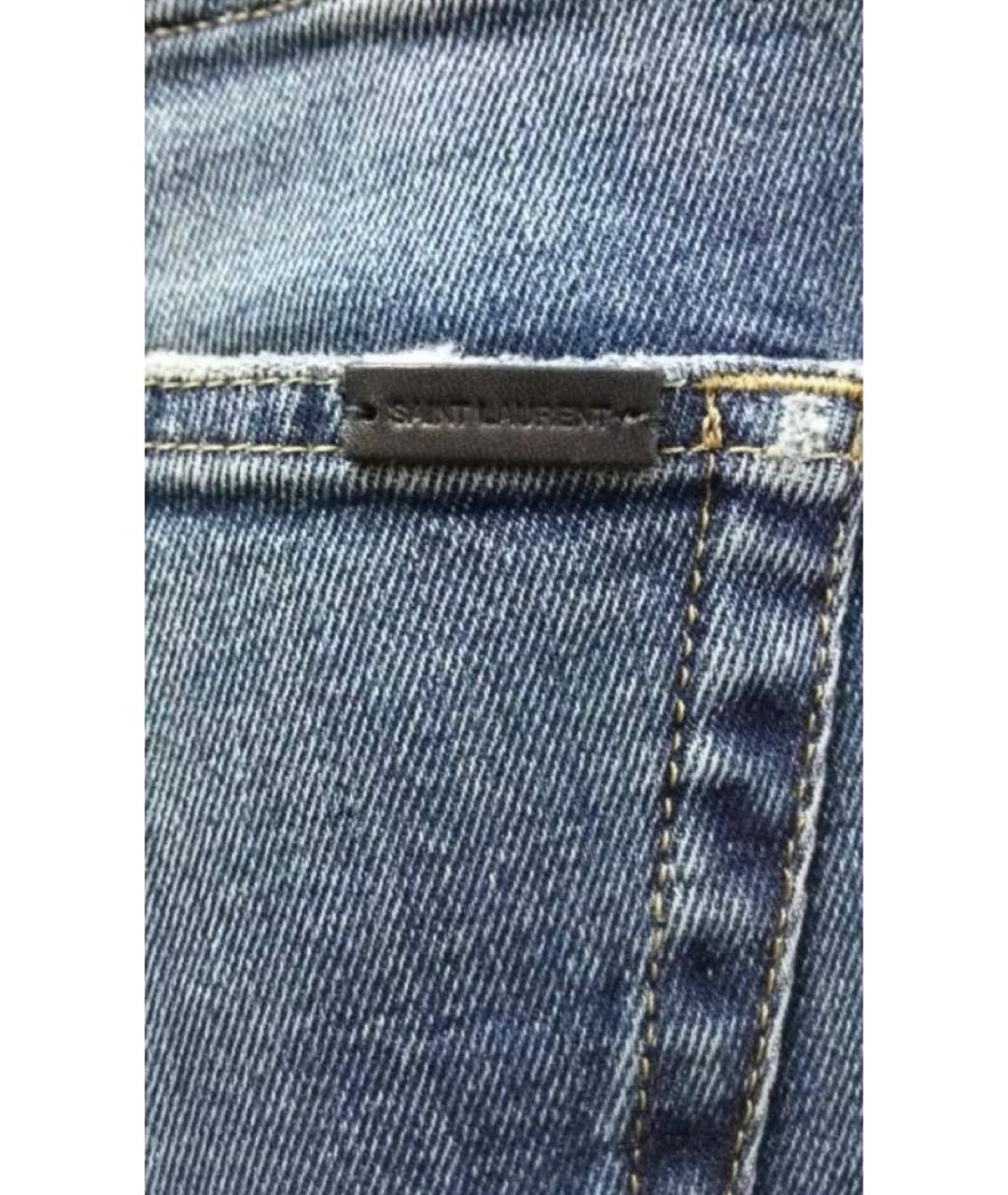 SAINT LAURENT Синие хлопковые прямые джинсы, фото 4