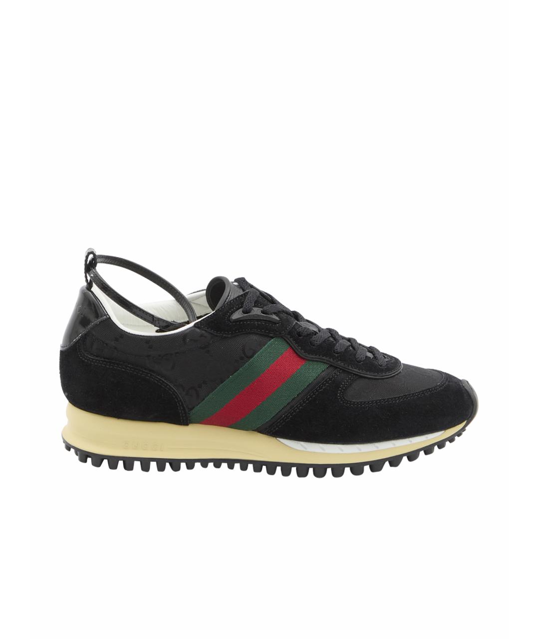 GUCCI Бордовые кожаные кроссовки, фото 1