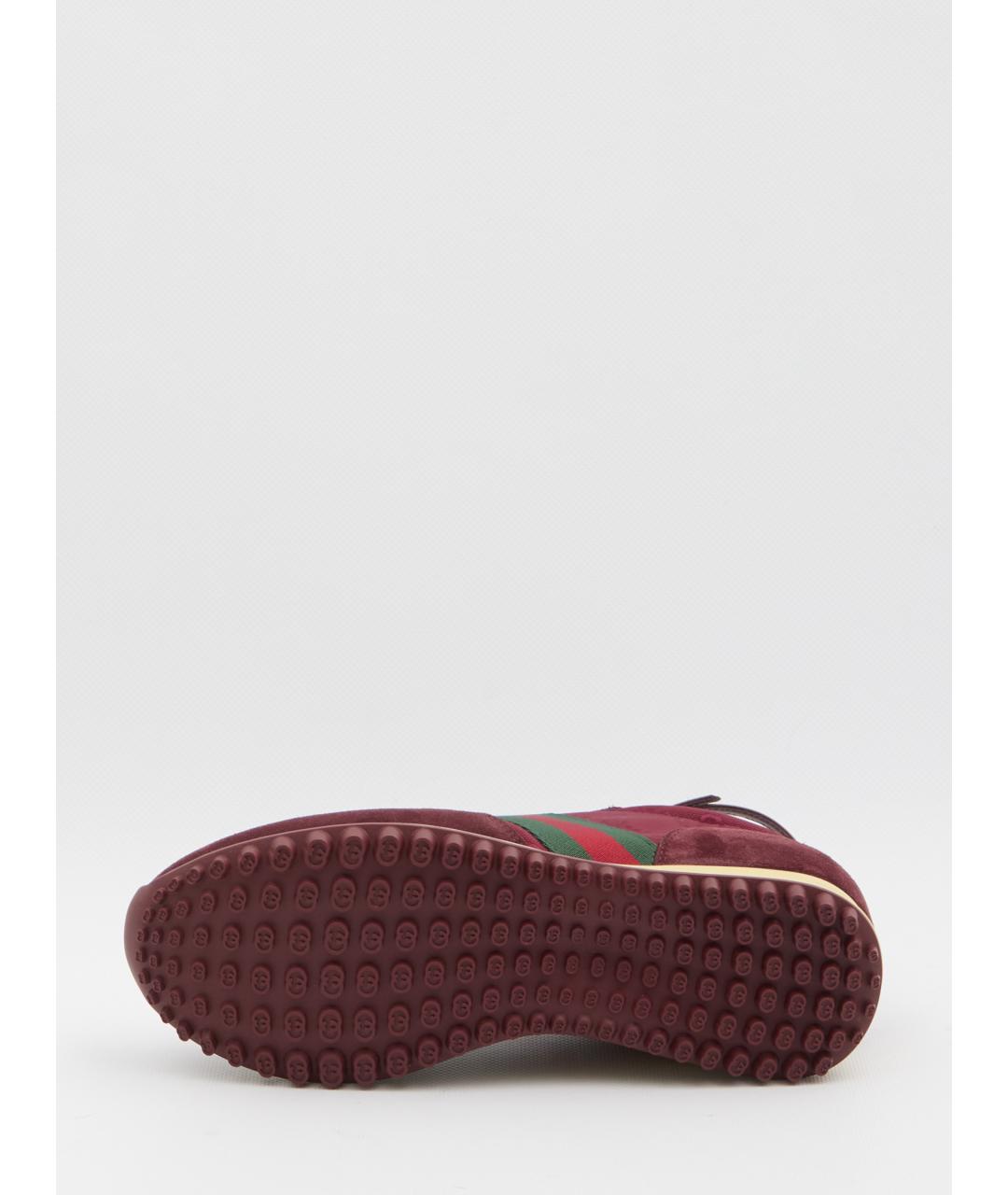 GUCCI Бордовые кожаные кроссовки, фото 4