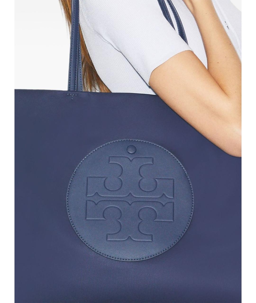 TORY BURCH Синяя синтетическая сумка тоут, фото 3