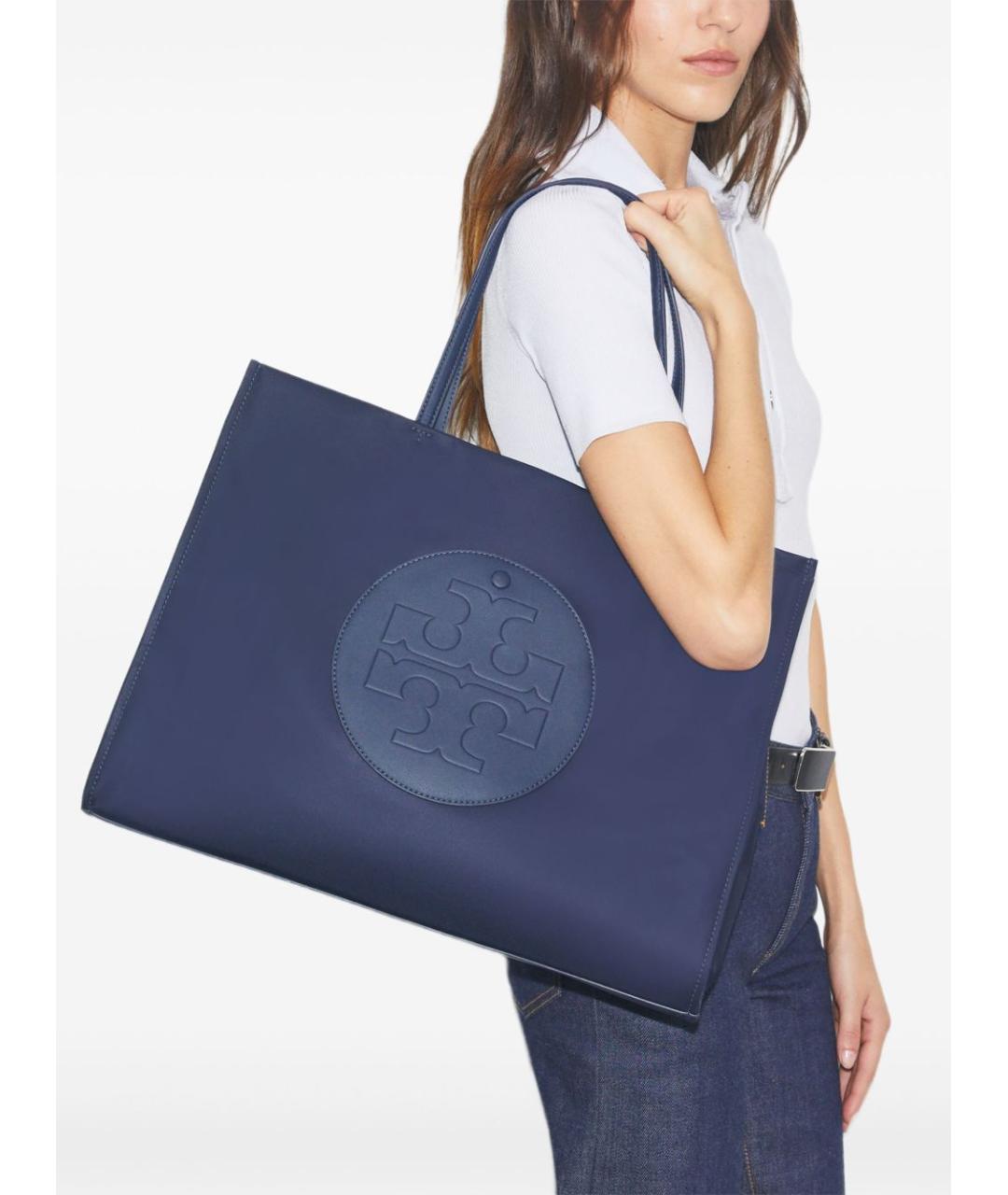 TORY BURCH Синяя синтетическая сумка тоут, фото 2