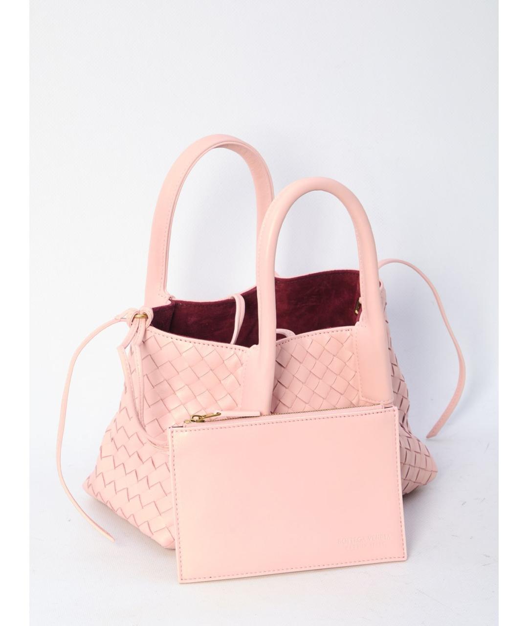 BOTTEGA VENETA Розовая кожаная сумка тоут, фото 5