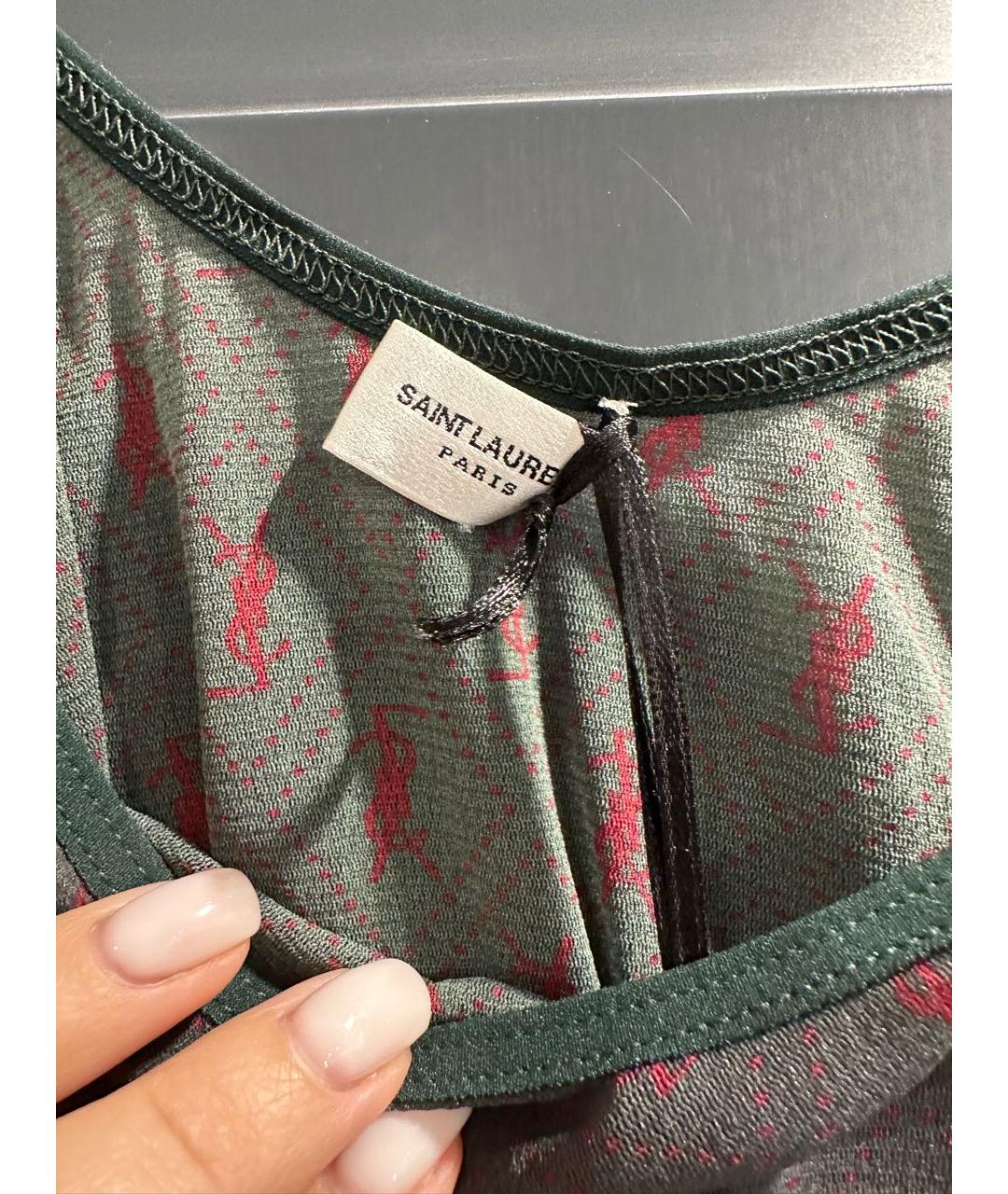 SAINT LAURENT Зеленые сетчатое боди, фото 4