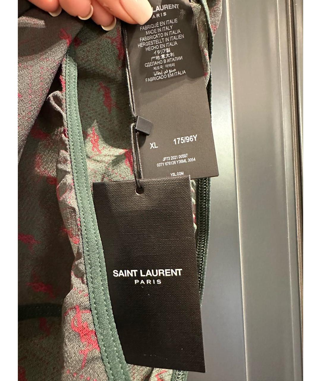 SAINT LAURENT Зеленые сетчатое боди, фото 3