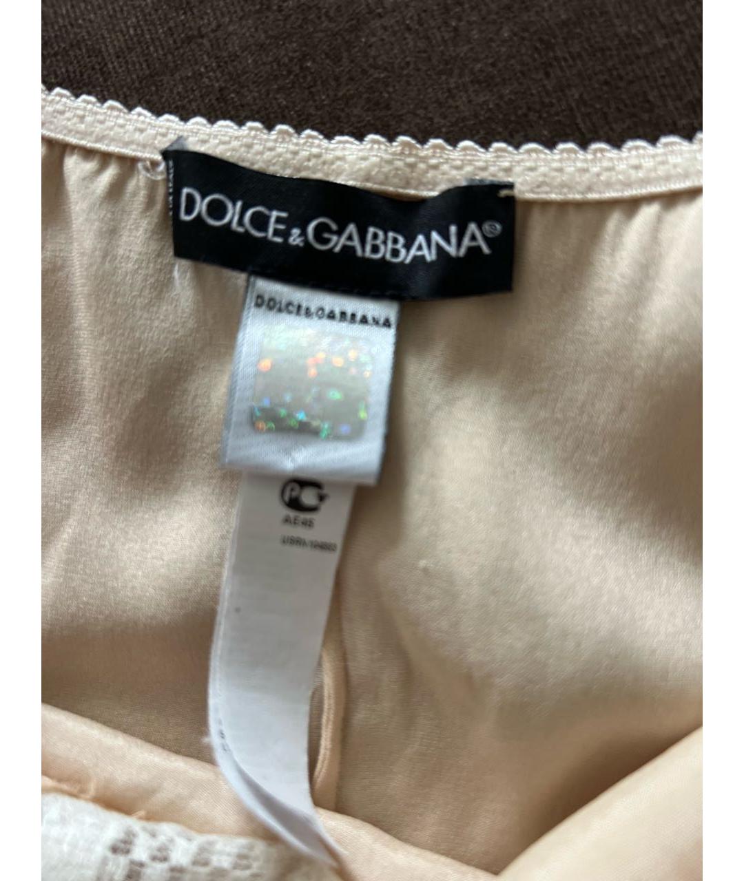 DOLCE&GABBANA Бежевая шелковая майка, фото 3
