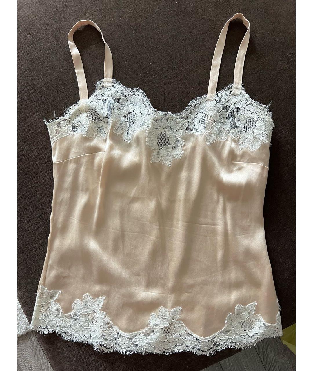 DOLCE&GABBANA Бежевая шелковая майка, фото 4