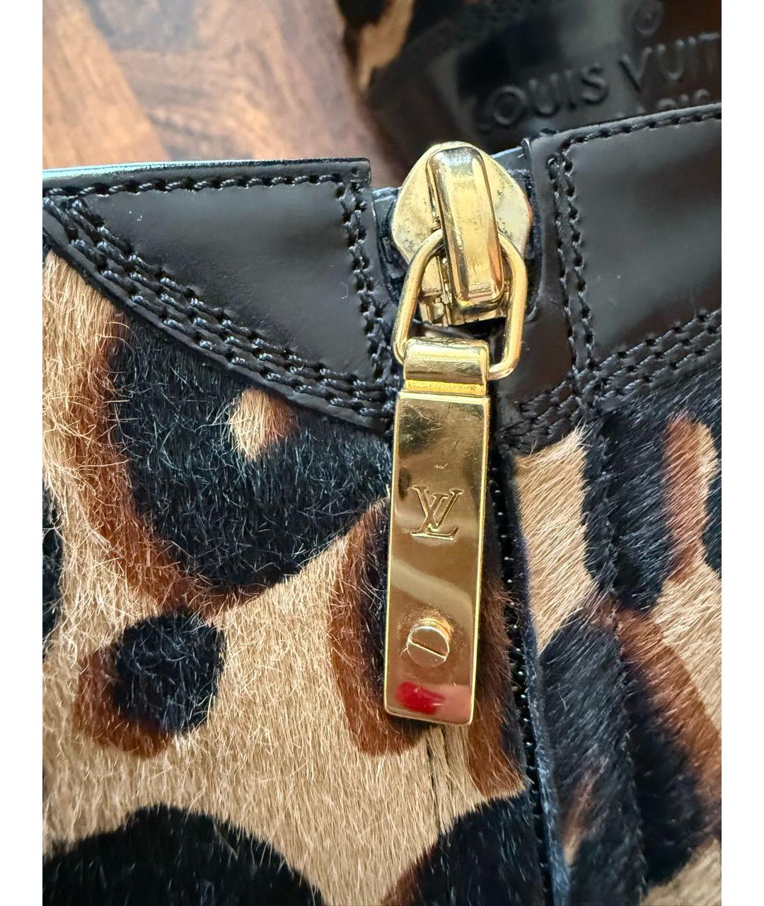 LOUIS VUITTON Коричневые кожаные ботильоны, фото 5